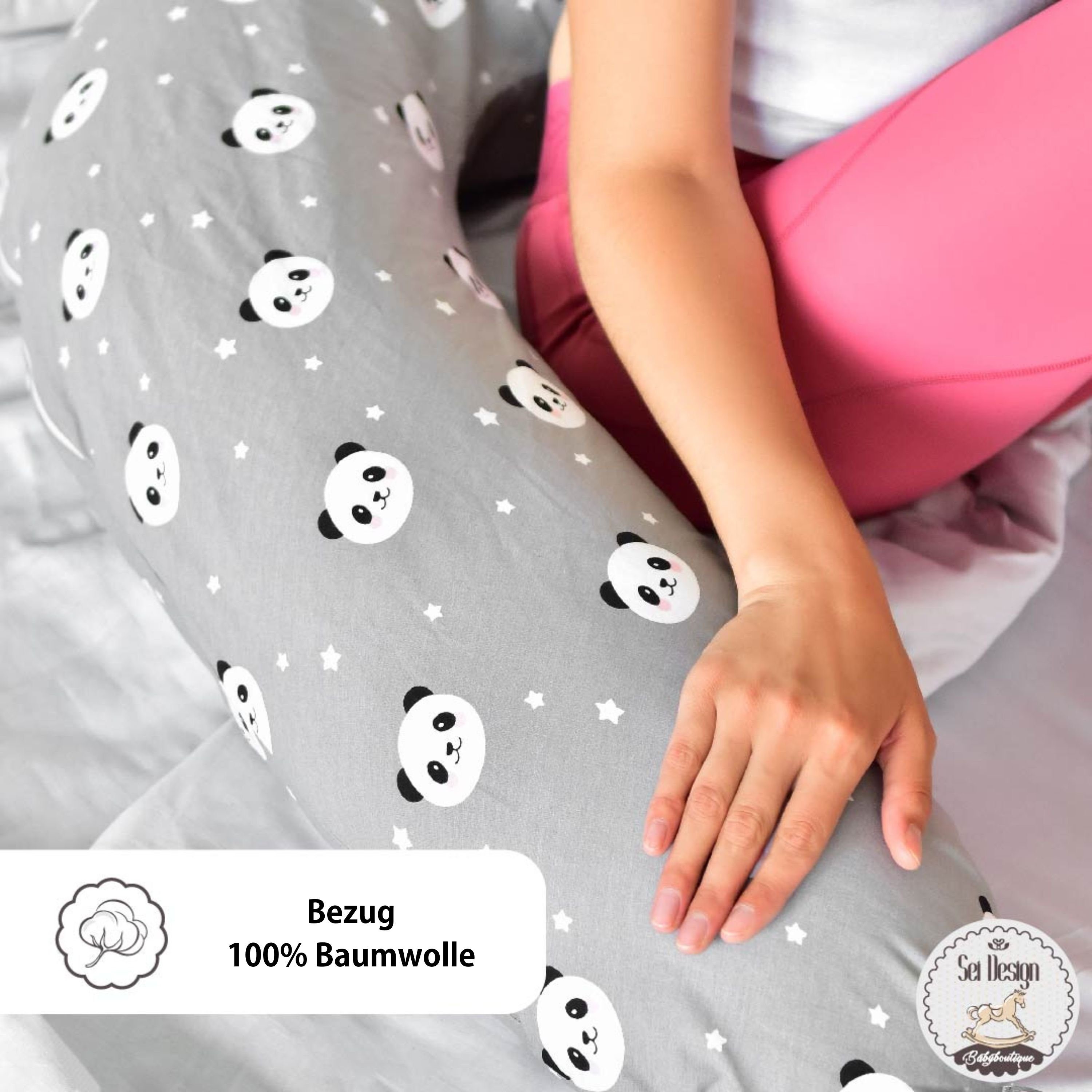 Stillkissen Design Seitenschläferkissen Bezug, mit Schwangerschaftskissen mit 100% Mikroperlen, Babynestchen Bezug Baumwolle EPS SEI