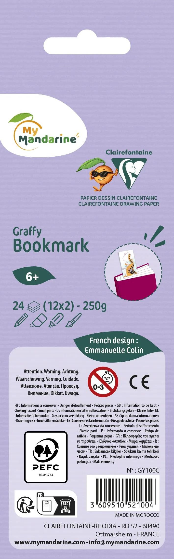 Avenue Mandarine Malvorlage 5x Graffy Bookmark, Katzen GY100C, Ausmalbuch