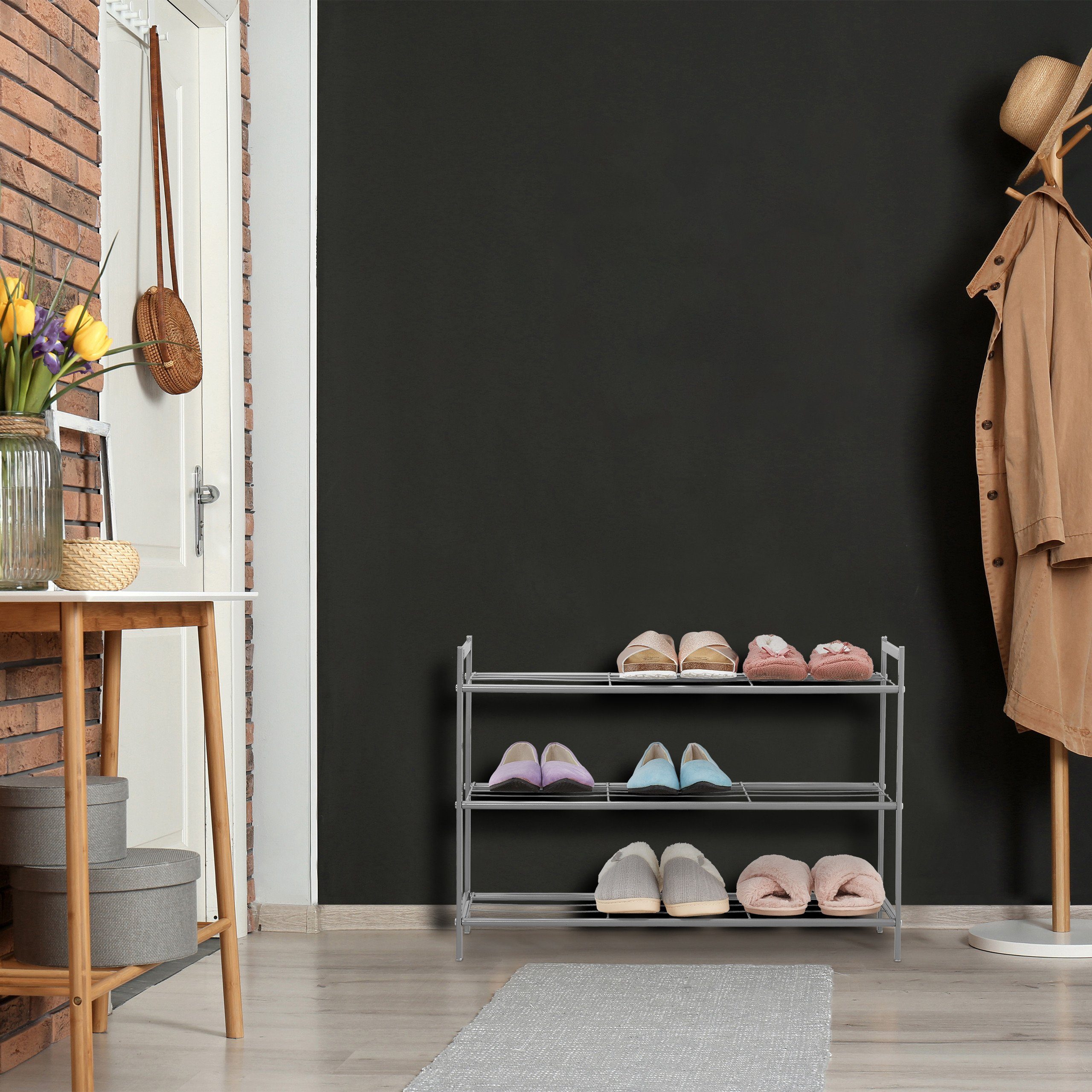 relaxdays Schuhregal Erweiterbares Schuhregal 3 Ebenen, günstig online kaufen