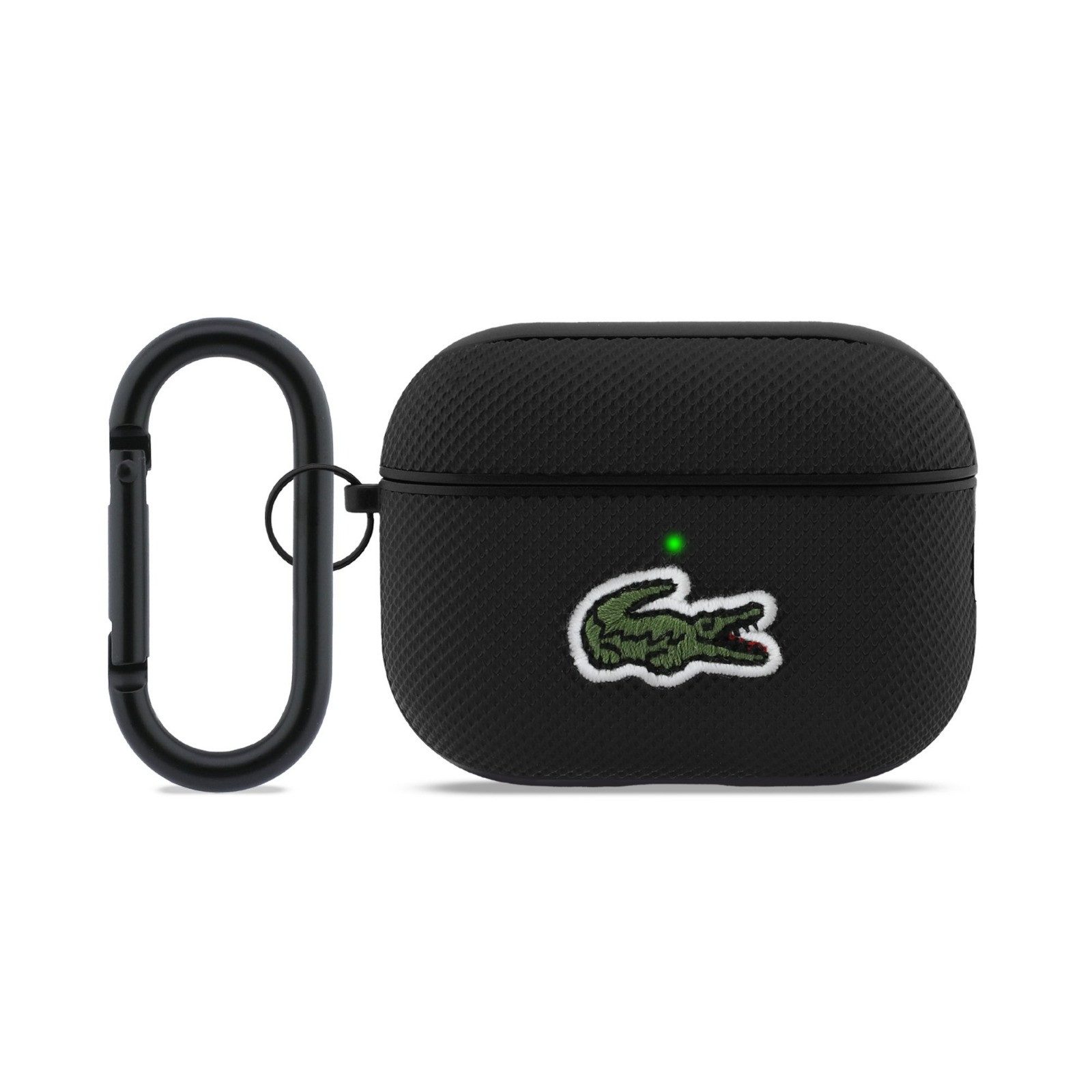 Lacoste Kopfhörer-Schutzhülle Case AirPods Pro 3 schwarz Logo Krokodil grün mit Karabiner