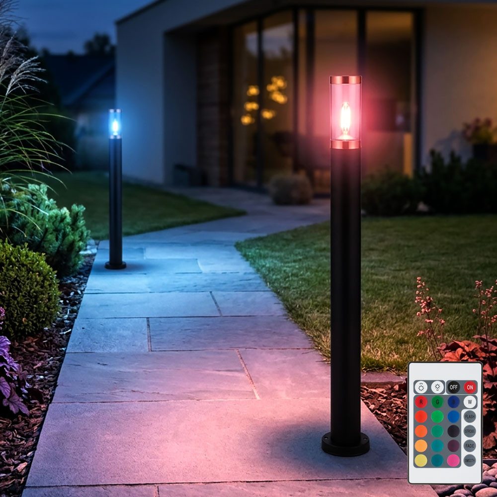 GLOBO LIGHTING LED Außen-Stehlampe, Leuchtmittel inklusive, Warmweiß, Farbwechsel, Stehleuchte Pollerleuchte Wegeleuchte dimmbar Fernbedienung RGB LED