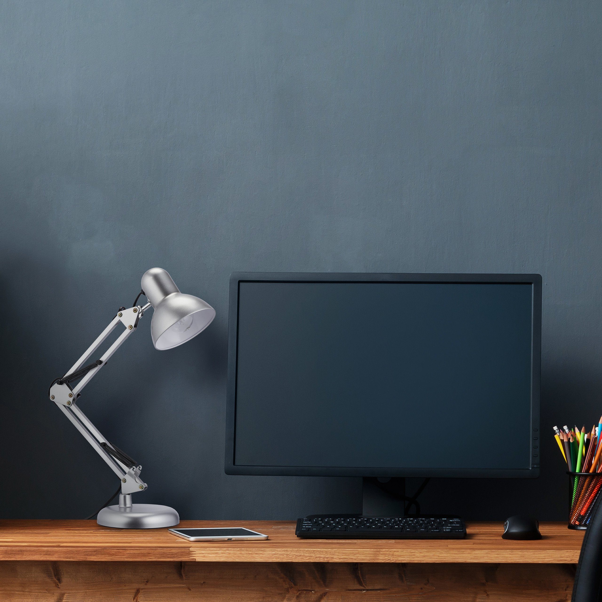 relaxdays Schreibtischlampe Retro Schreibtischlampe silber günstig online kaufen