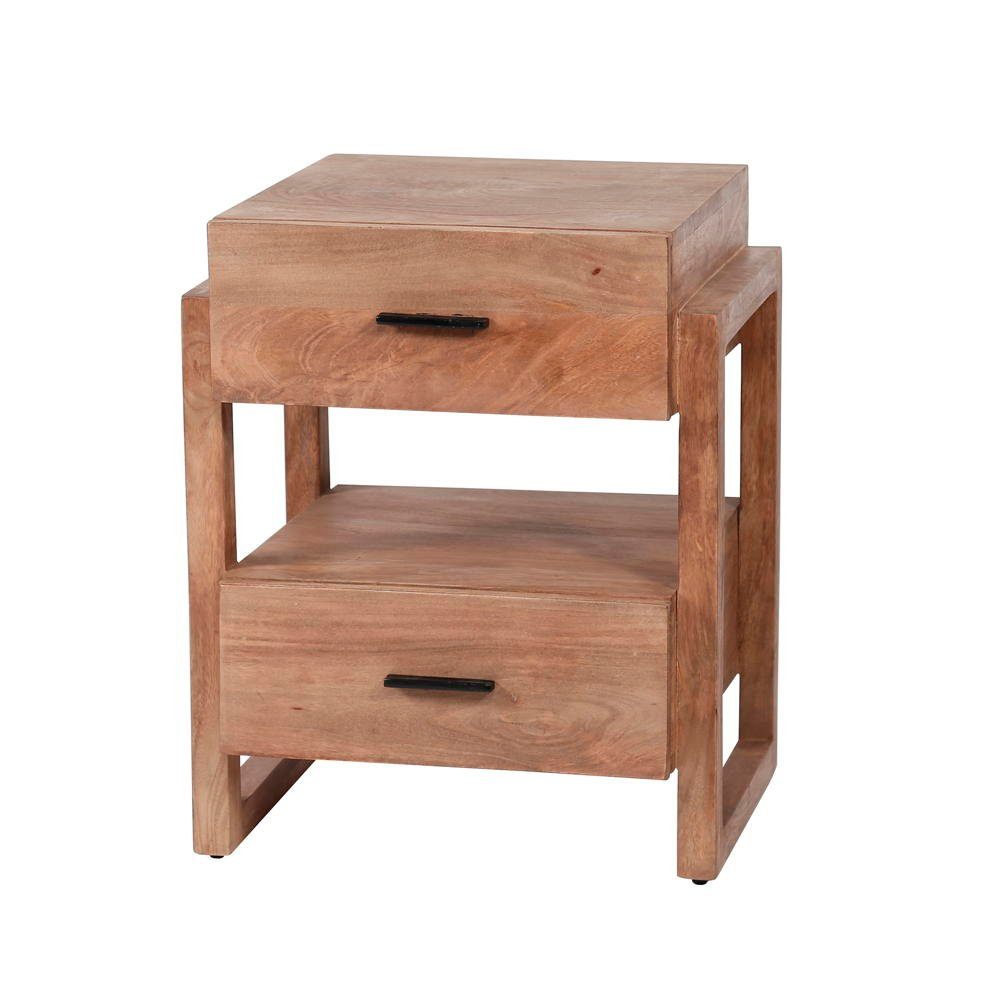 RINGO-Living Beistelltisch Inoa Nachttisch in, mit Möbel Schubladen 2 Massivholz
