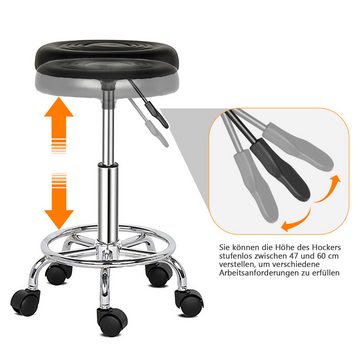 Loywe Drehhocker Rollhocker bis 150 kg, (Arbeitshocker höhenverstellbar 47-61 cm, Bürostuhl mit Rollen), 360° Drehbar, Ø34cm Praxishocker