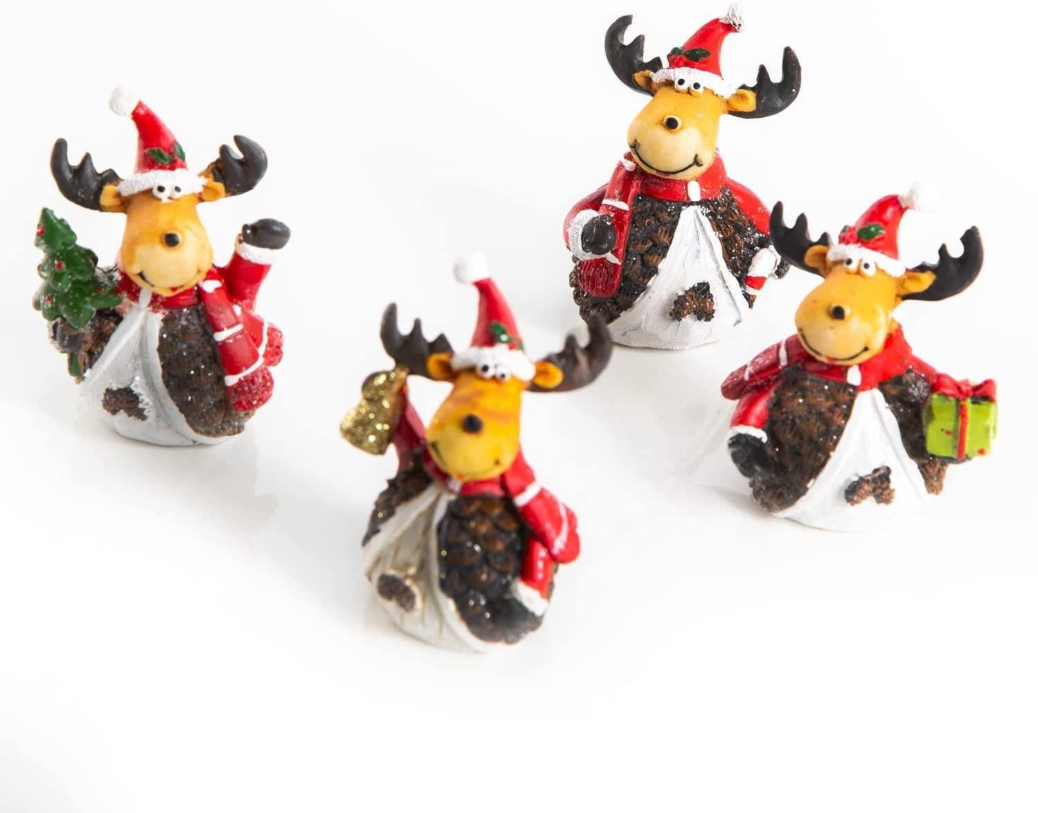 Logbuch-Verlag Weihnachtsfigur 4 Rentier Figuren - kleine Elche mit Geweih - rot braun 7,5 cm (4 St)