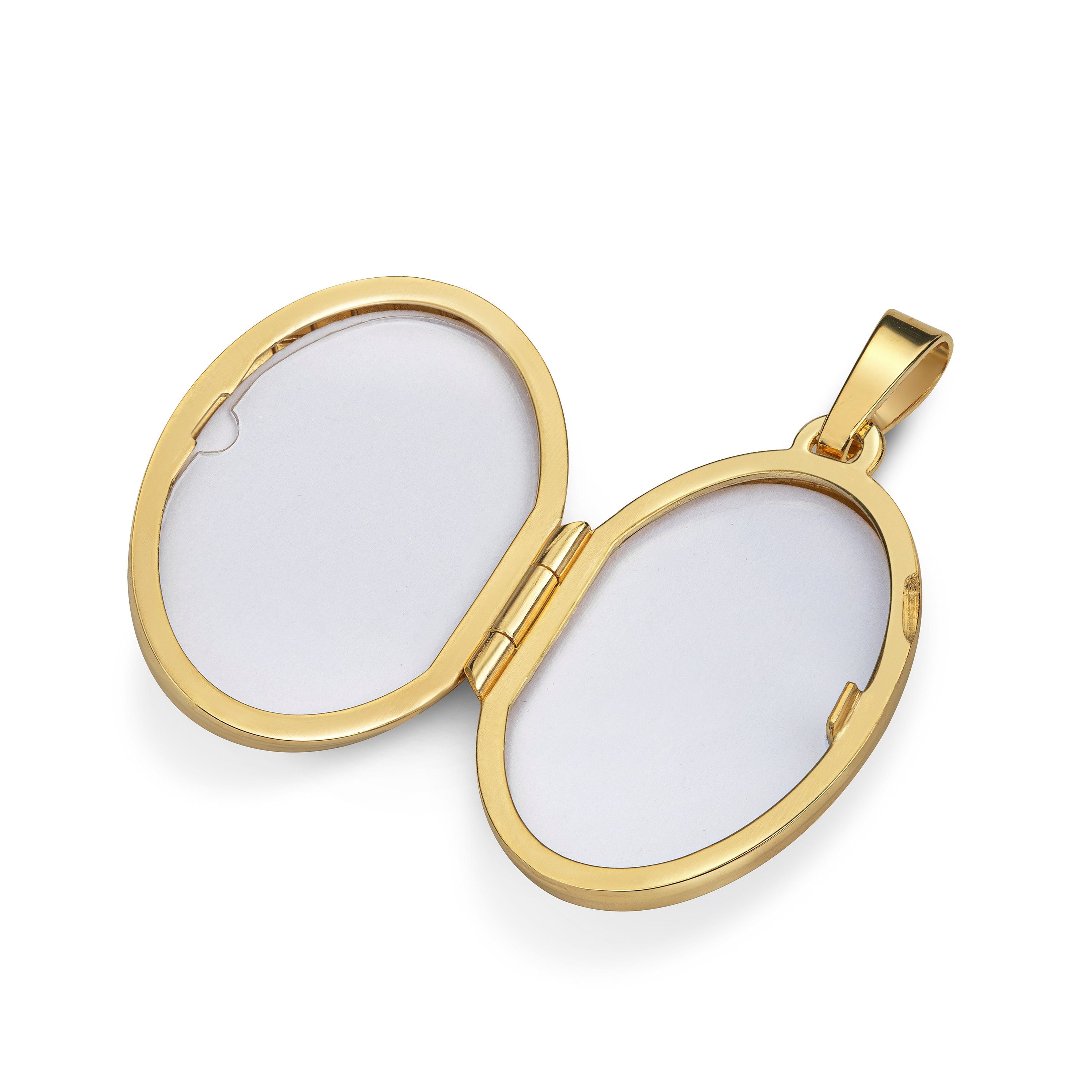 JEVELION Kettenanhänger Medaillon 750 Gold oval Ornament-Rand Verzierung Amulett für 2 Bilder (750er Goldanhänger, für Damen und Mädchen), Mit Kette vergoldet - Länge wählbar 36 - 70 cm