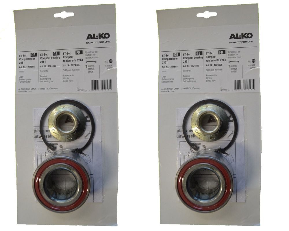 Anhänger 2x ALKO - Radlager 1224805 Lager 80/42x42 mm + Radmutter + Sicherung