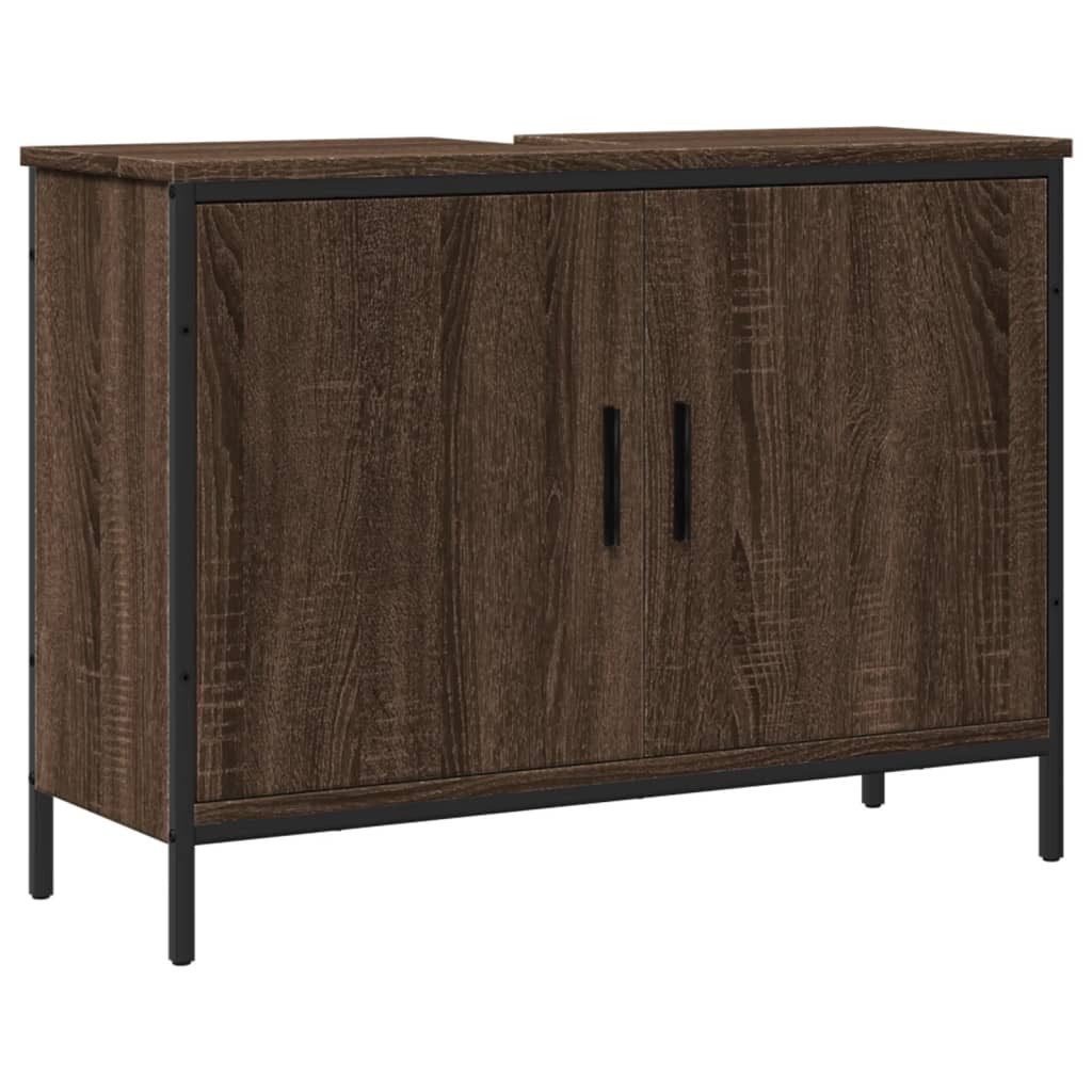 vidaXL Badezimmerspiegelschrank Waschbeckenunterschrank Braun Eiche 80x30x6 günstig online kaufen