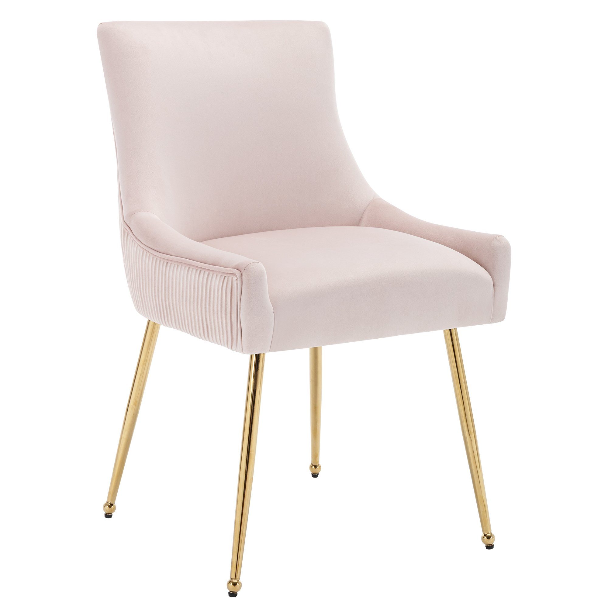 Polsterstühle Loungesessel Esszimmerstuhl Metallbeine Moderner Rosa Wohnzimmerstuhl goldfarben mit St), | Rückenlehne Samt, (1 REDOM