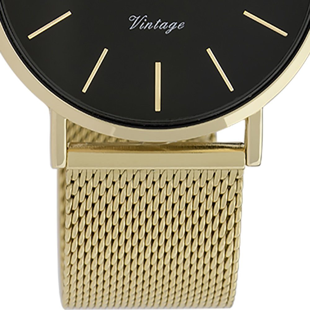 OOZOO Quarzuhr Oozoo Damen Armbanduhr gold Analog, (Analoguhr), Damenuhr rund, mittel (ca. 36mm) Edelstahlarmband, Fashion-Style