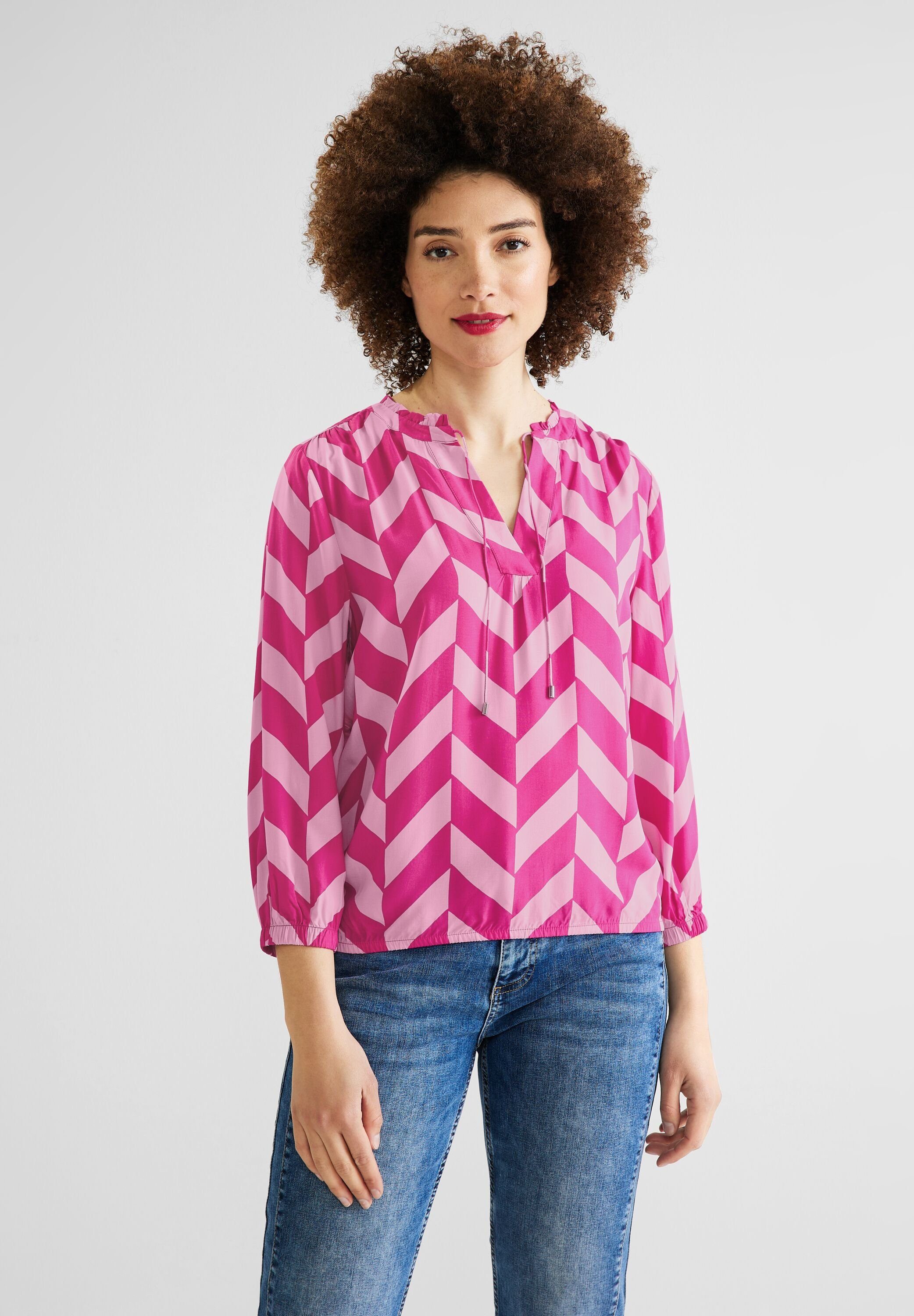 Klassische Bluse Street One Bluse mit Zick Zack Muster in Light Nu