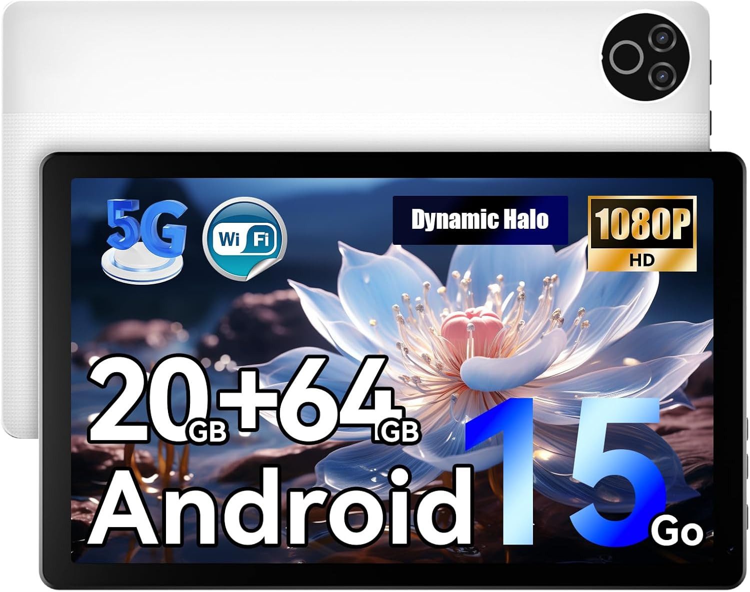 BUFO 10 Zoll 64GB ROM, HD Display, 5000 mAh, WiFi 6 Bluetooth Tablet (10", 64 GB, Android 15, 2,4G/5G WiFi, mit Blaulichtfilter, OTG-Übertragung, Gesichtsauthentifizierung)