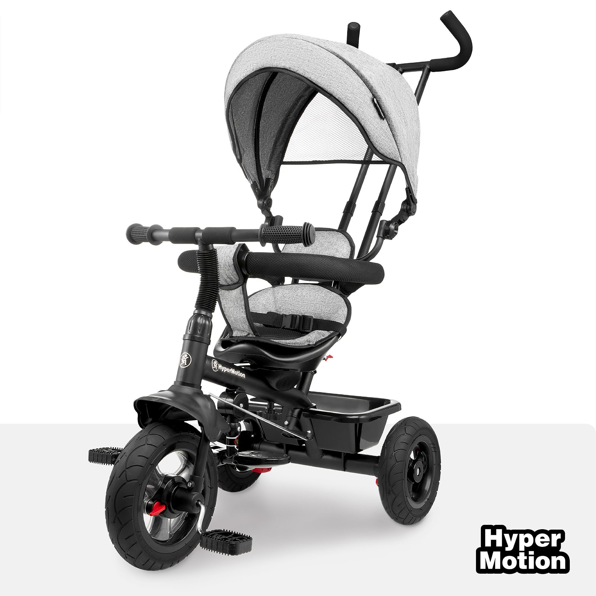 HyperMotion Dreirad für Kinder 1-4 Jahre, TOBI FREY, Grau, drehbar, Vollgummiräder