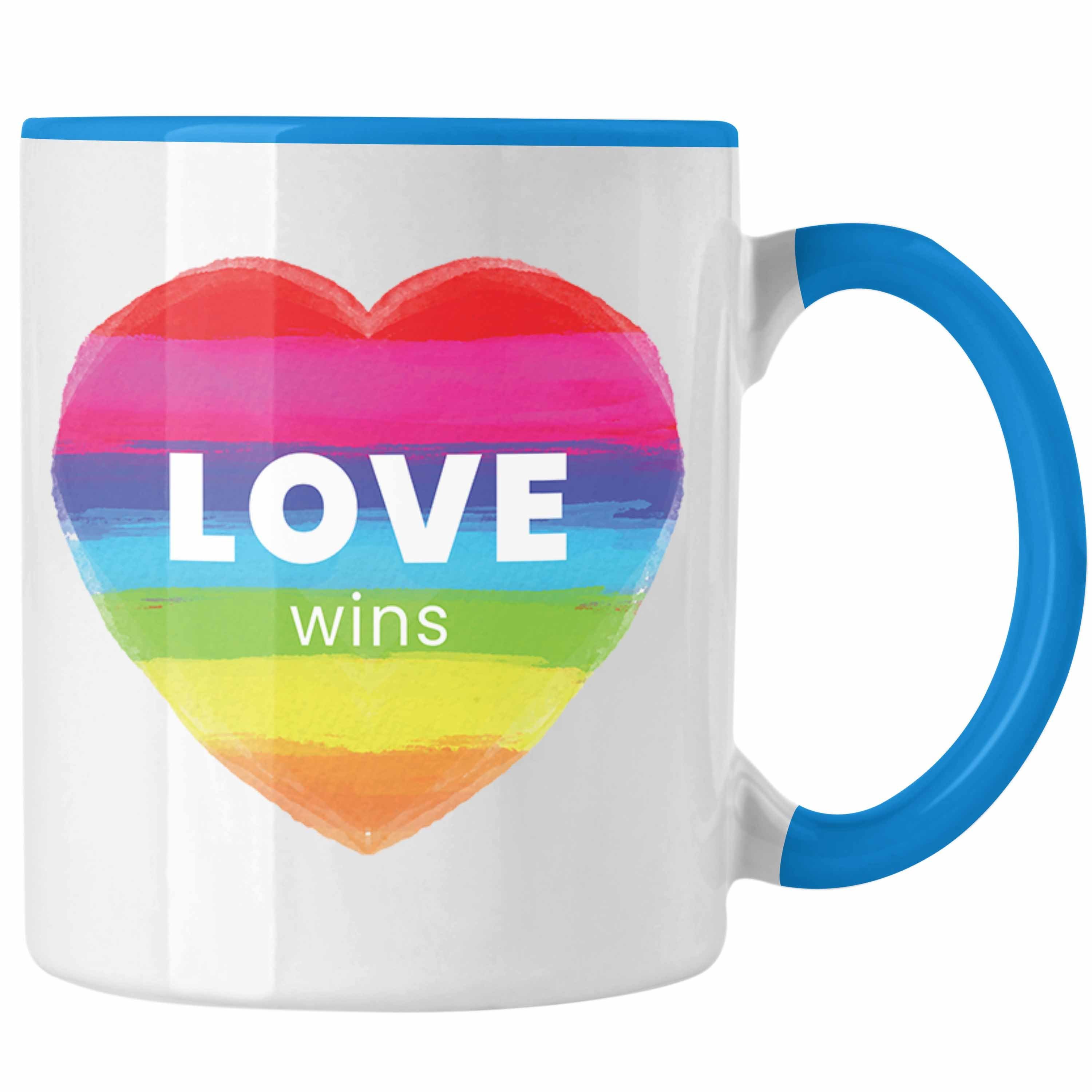 Trendation Tasse Trendation - Regenbogen Tasse Geschenk LGBT Schwule Lesben Transgender Grafik Pride Love Blau