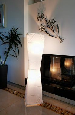TRANGO LED Stehlampe, 1209L Standlampe LADY Reispapier Lampe in Weiß HANDMADE inkl. 2x E14 LED Leuchtmittel, Form: konkav, Höhe 123cm, Reispapier Lampenschirm, Stehleuchte, Stehleuchte