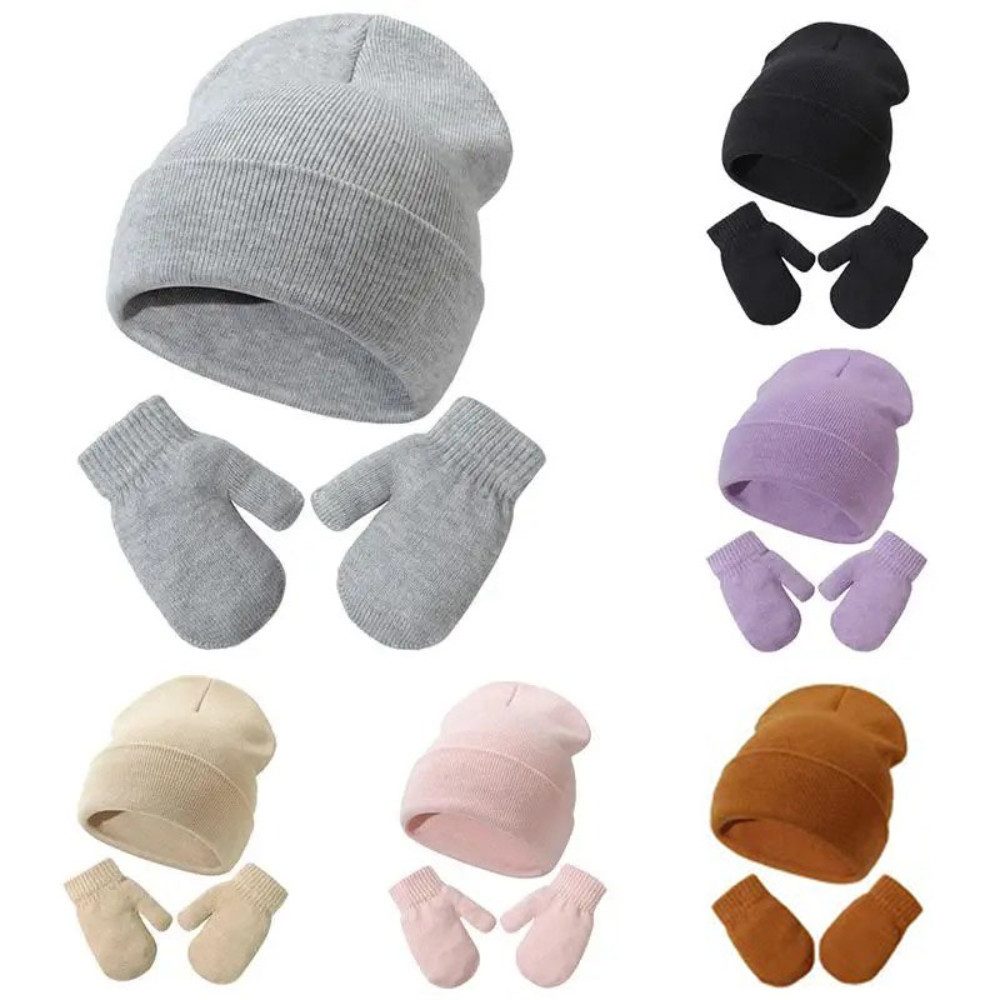 Blusmart Filzhut Kinder Mütze Hüte Handschuhe gesetzt (Kinder Wintermütze, Strickmütze baby warme Mütze) Kratzfäustlinge, für Baby-Jungen, Mädchen