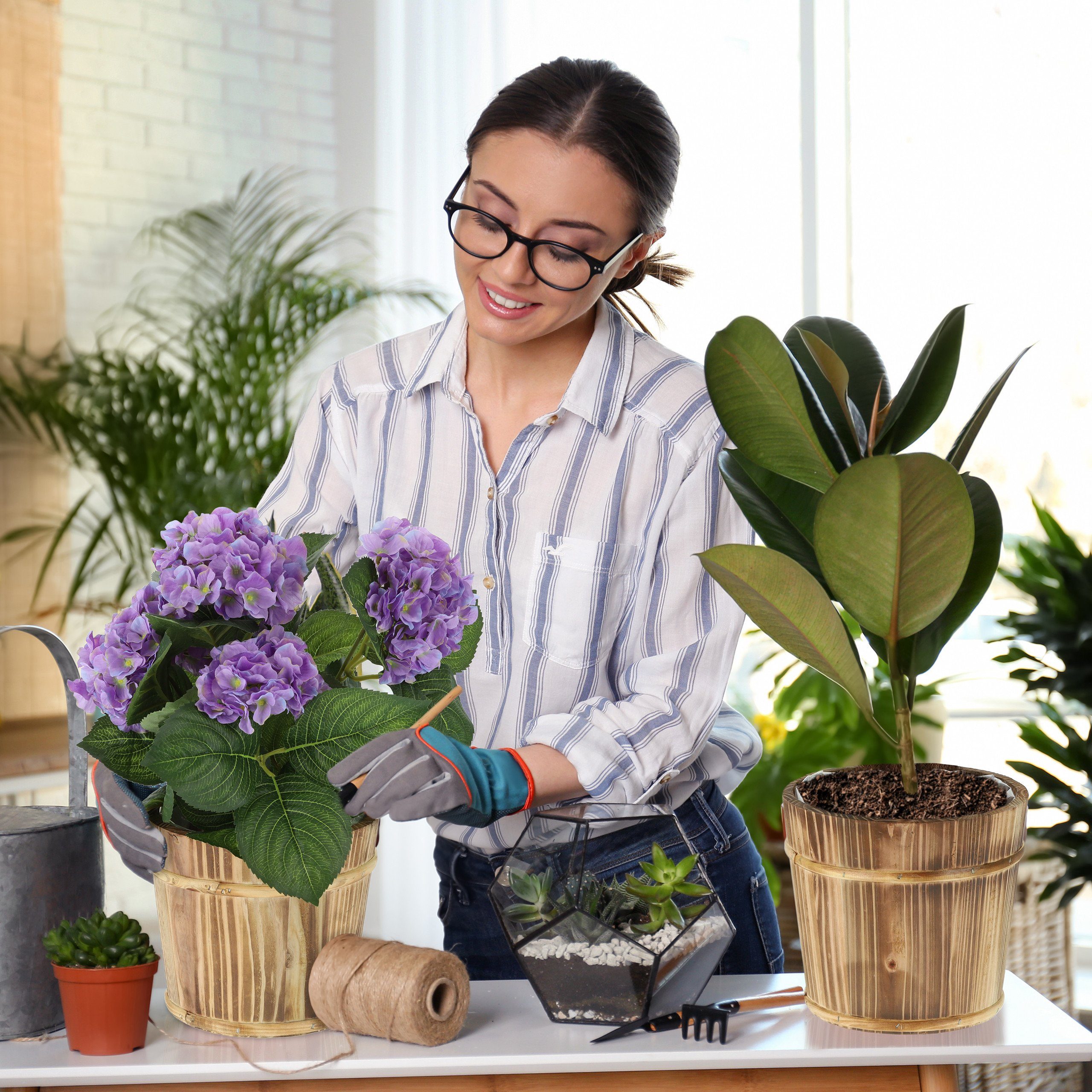 relaxdays Blumentopf Holz Blumentopf im 2er günstig online kaufen