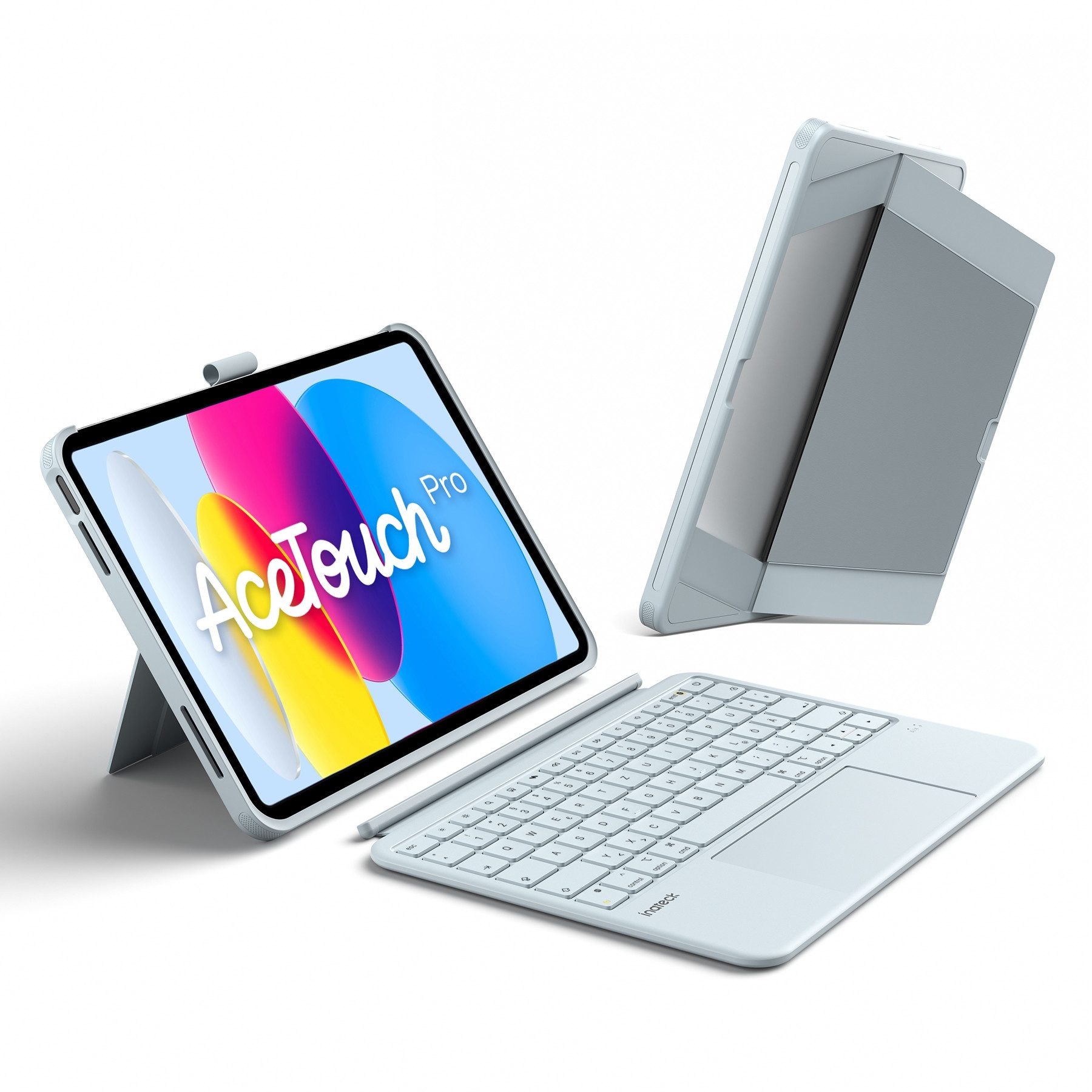 Inateck Hülle mit Tastatur für iPad 11 Gen A16, iPad 10 Gen, mit Stifthalter iPad-Tastatur (Vertikaler/Horizontaler Ständer,Großes Trackpad,Abnehmbar,Abnehmbare)