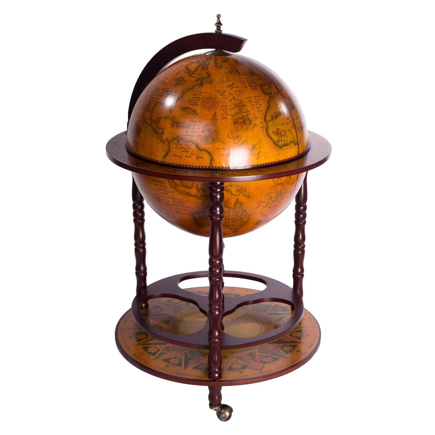 BIRENDY Dekoobjekt Riesiger Barwagen 45001R Holz Säulen Antikbraun Globusba günstig online kaufen