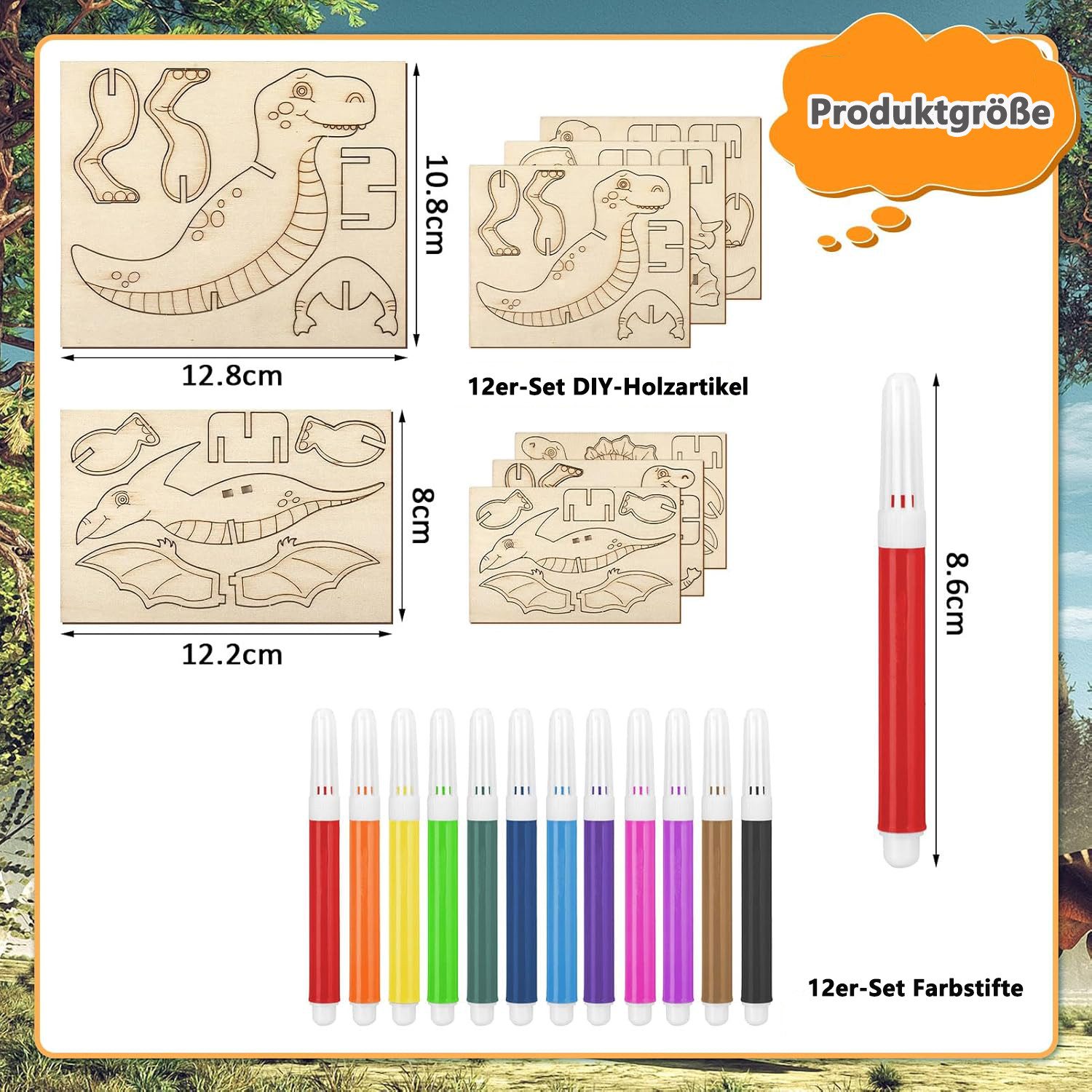 FOUORTUNATE-BEE 3D-Puzzle 12 Stück Dinosaurier Holz günstig online kaufen