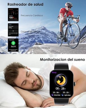 Diyarts Smartwatch (5,2 cm/2 Zoll) Multifunktionale Smartwatch, Sportuhr mit vielen Funktionen, Blutzuckermessung, Schlafüberwachung & über 50 Sportmodi