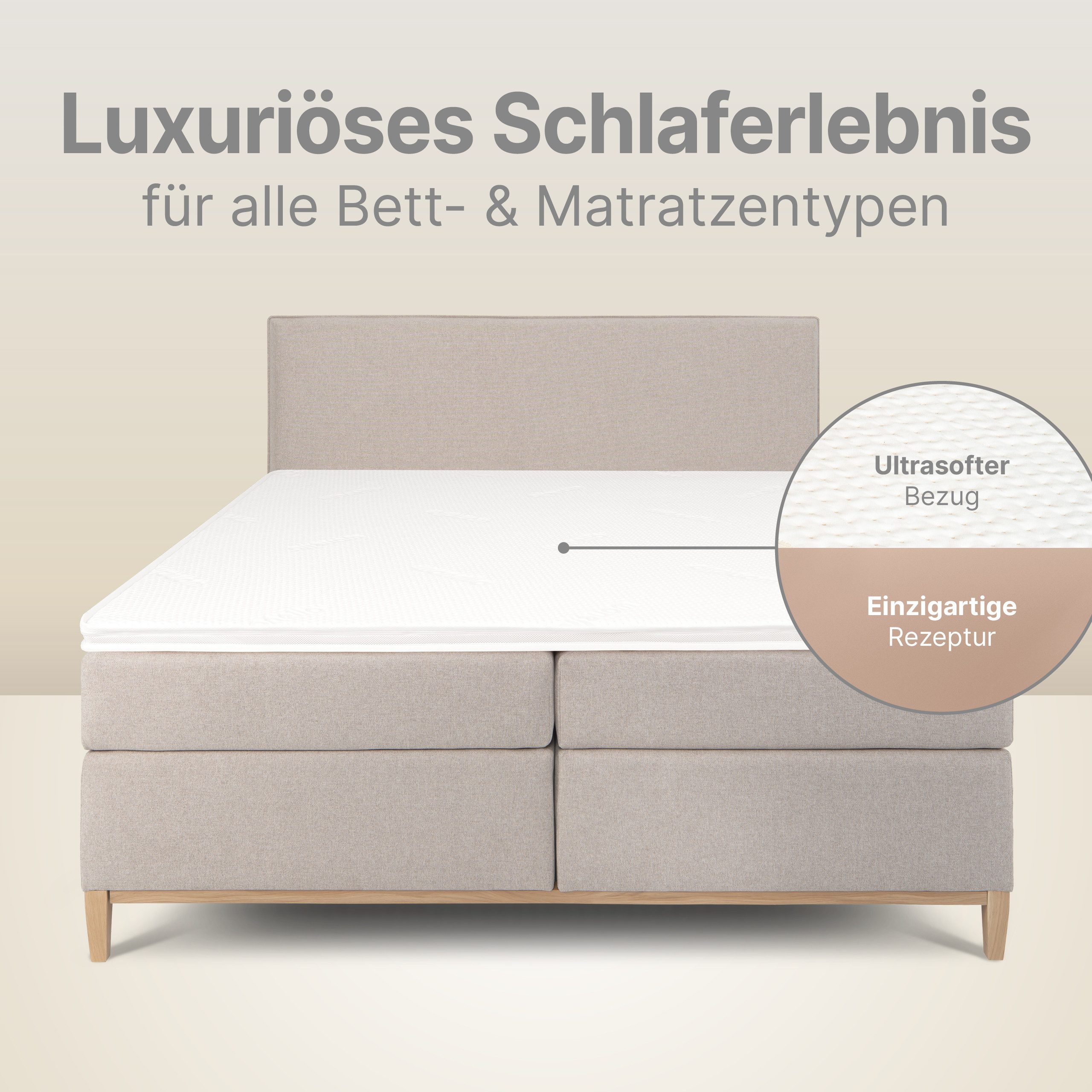 wonello, Topper wonello premium HR Topper, 6 cm hoch, Kaltschaum, (druckentlastend & besonders atmungsaktiv), Luxus Matratzentopper für Bett- und Boxspringbett