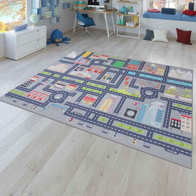 Kinderteppich Spielteppich Kinderzimmer Teppich Kinderteppich Kurzflor Straßen, TT Home, Läufer, Höhe: 4 mm