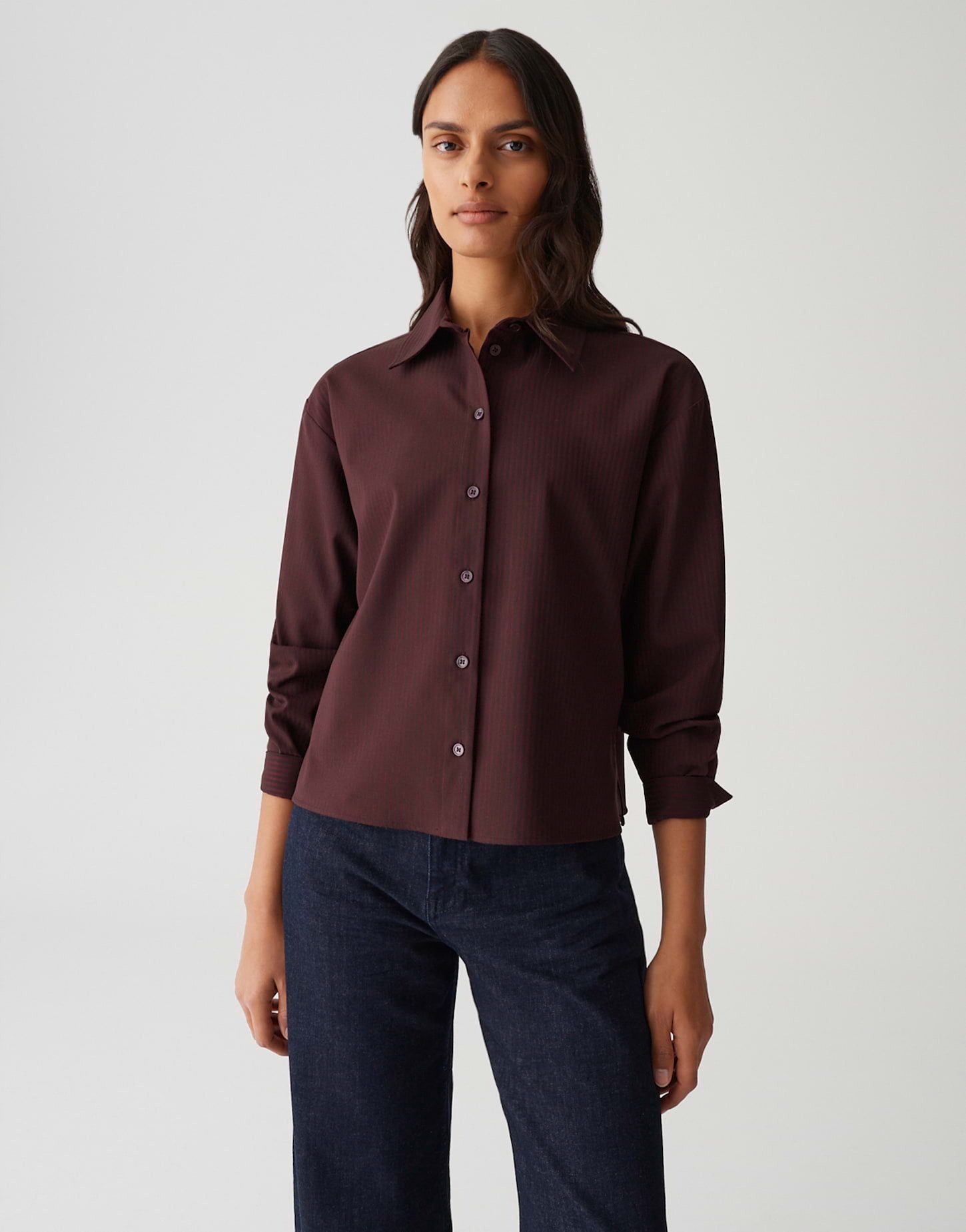 OPUS Hemdbluse FOSTALGIA mit gewebten Streifen überschnittene Schulter mit günstig online kaufen