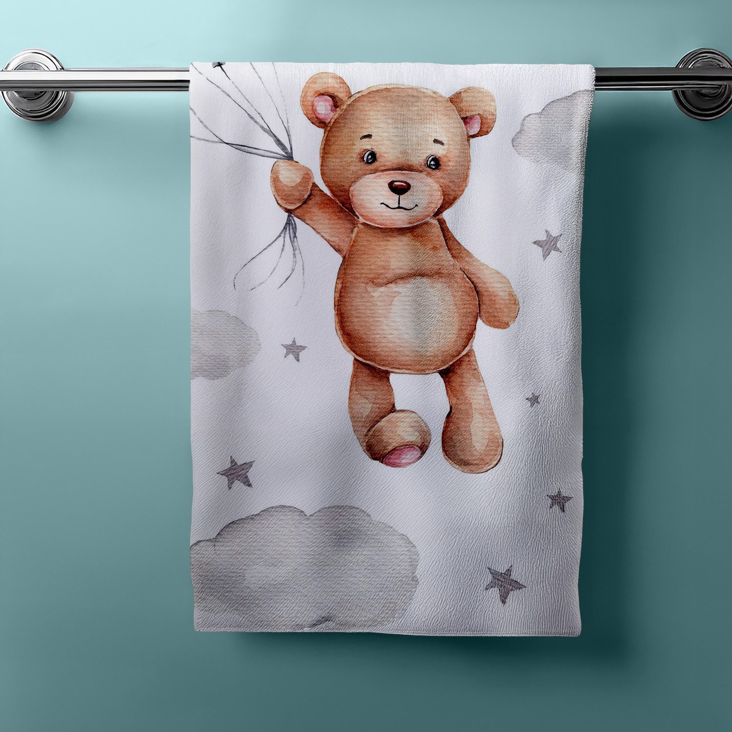 Jerry Fabrics Handtücher Duschtuch Strandtuch Badetuch Teddy mit Ballon 70 x 140 cm, (1 Duschtuch, 1-St), Langlebig