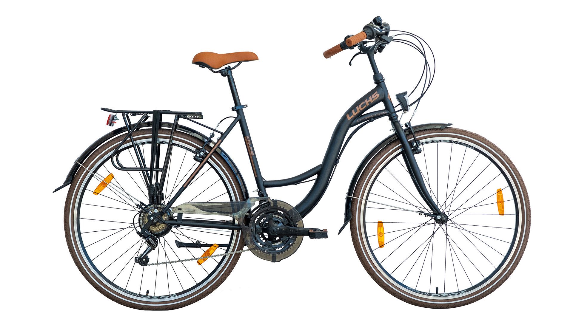 Cityrad 26 Zoll Luchs Feline Citybike Damenrad Schwarz