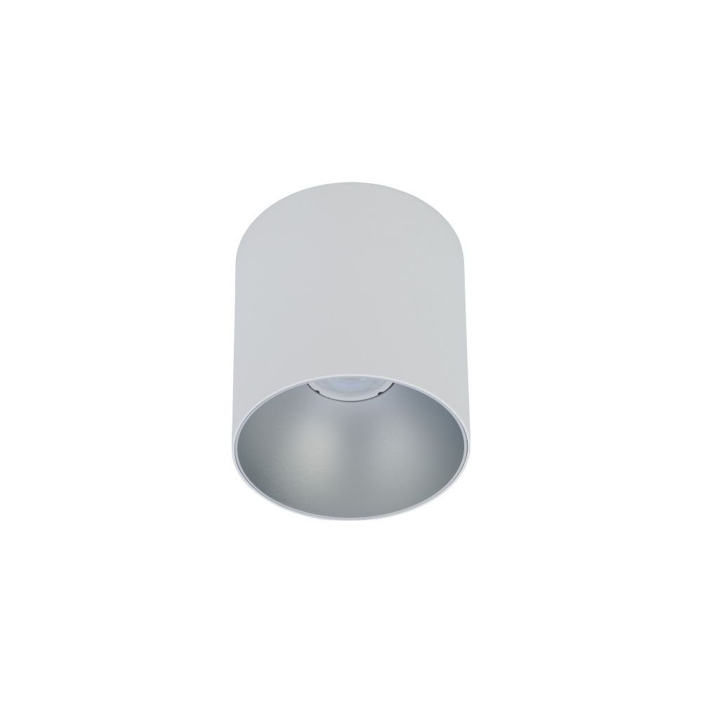 Licht-Erlebnisse Deckenleuchte POINT, ohne Leuchtmittel, Aufbauspot rund in Weiß Silber GU10 Deckenlampe