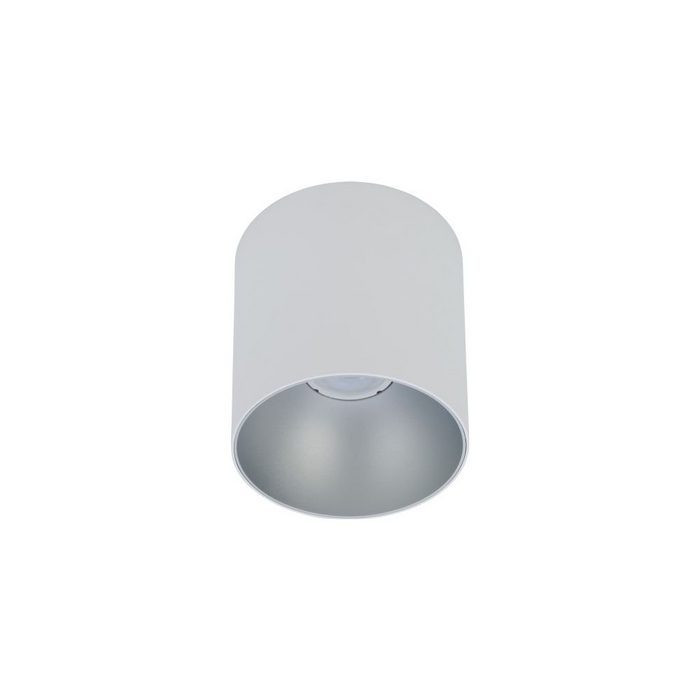 Licht-Erlebnisse Deckenleuchte POINT ohne Leuchtmittel Aufbauspot rund in Weiß Silber GU10 Deckenlampe