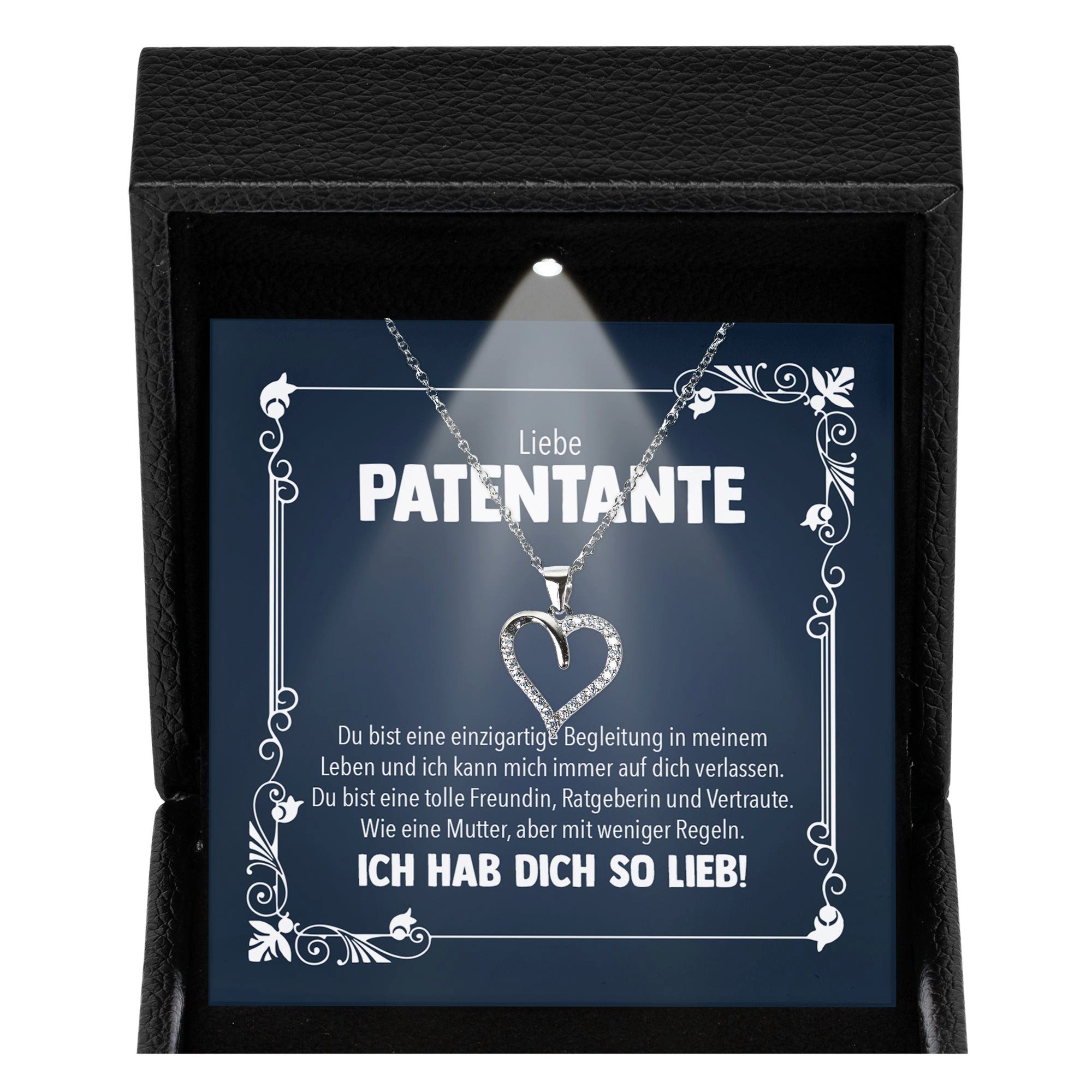 22Feels Schmuckset Liebe Patentante Geschenk Patin Frauen Schmuck Herz Halskette Collier (Geschenkset), Silber 925/000, Geschenkset Made In Germany, Premium Licht Etui