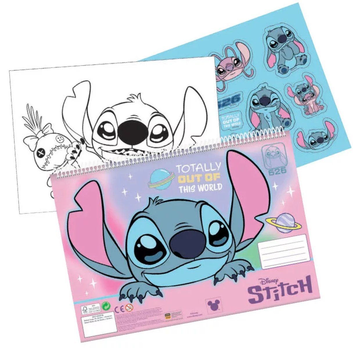 Disney Kreativset Disney Lilo und Stitch Universe A/4 Spiral-Skizzenbuch, 40 Seiten mit