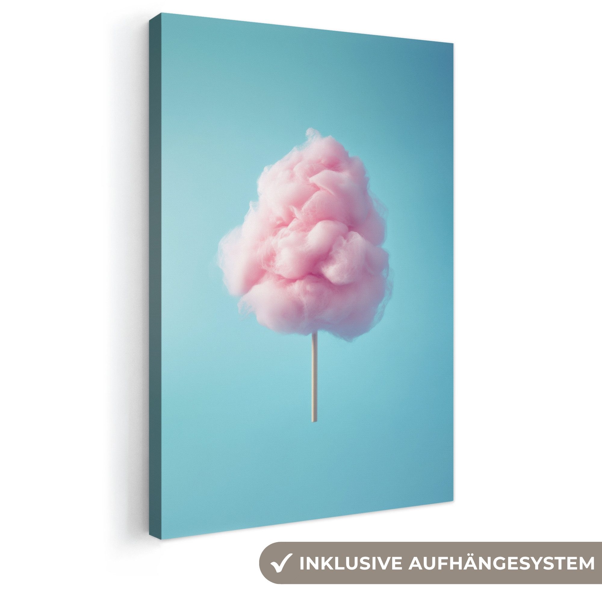 OneMillionCanvasses® Leinwandbild Zuckerwatte - Süßes - Bonbon, Fotodruck (1 St), Leinwand Canvas Wandbild, Wanddekoration 20x30 cm