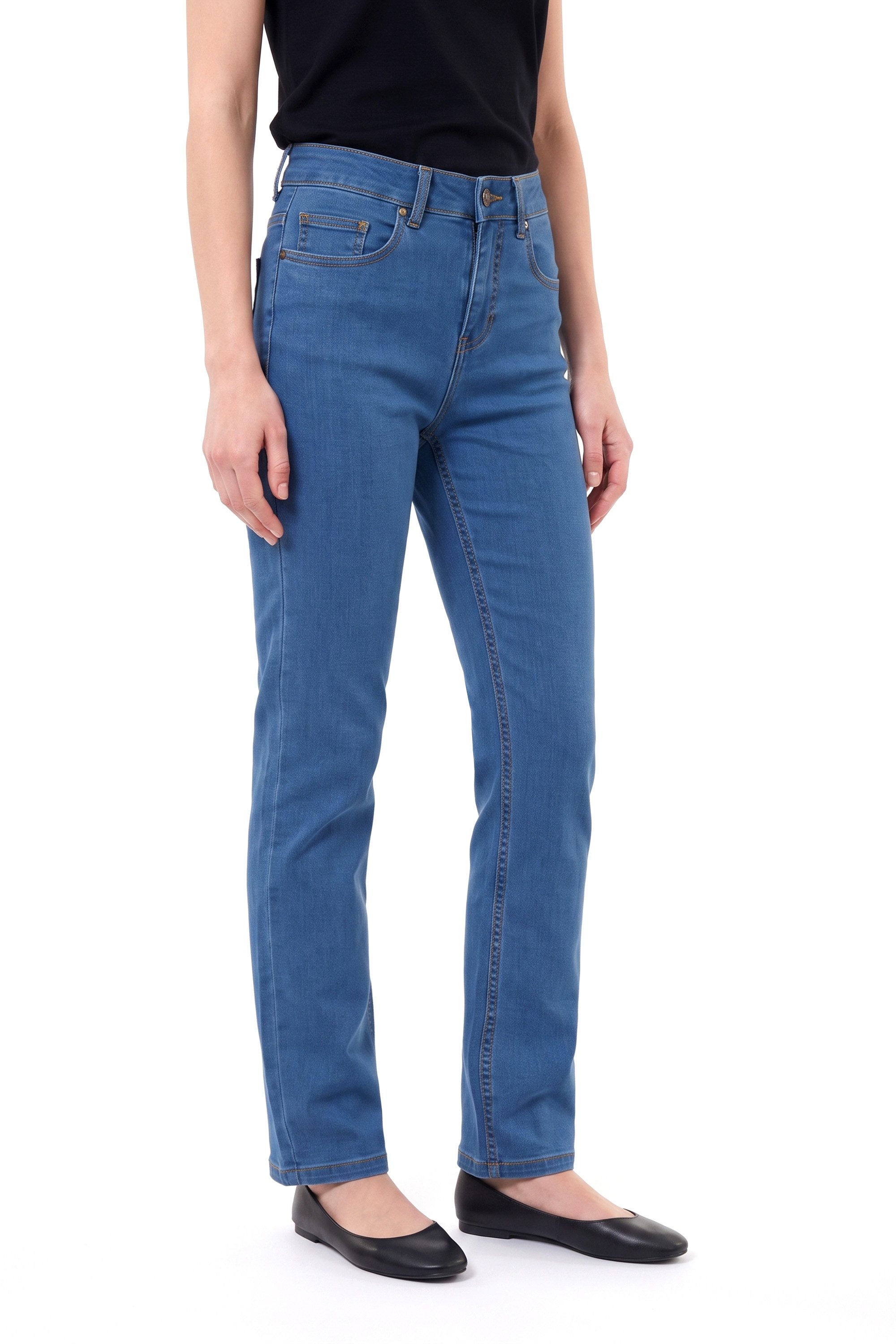 ESRA Regular-fit-Jeans Damen Jeans Straight Leg Stretch Jeans Damen Gerades Bein Jeanshose Straight Jeans Damen Geradeschnitt High Waist Jeanshose bis Übergröße – Bild 2 von 5