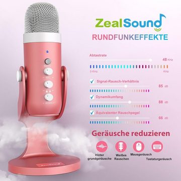 ZealSound Mikrofon, USB-Gaming Mikrofon mit Adapter, perfekt für Aufzeichnung, Streaming