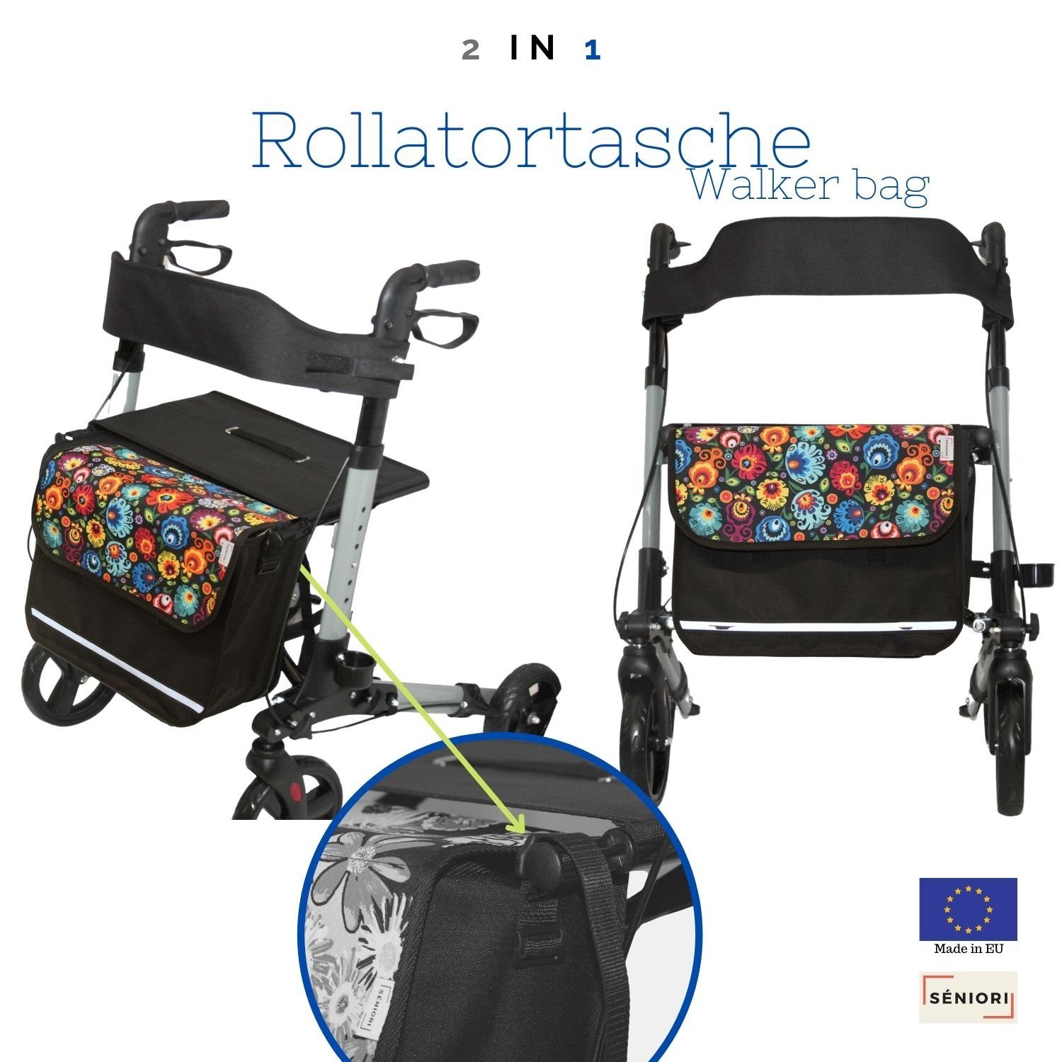 Seniori Aufbewahrungstasche SENIORI Rollator / Rollstuhl Tasche Rollatortasche Rollstuhltasche, 6F. Folklore - Flex – Bild 3 von 5