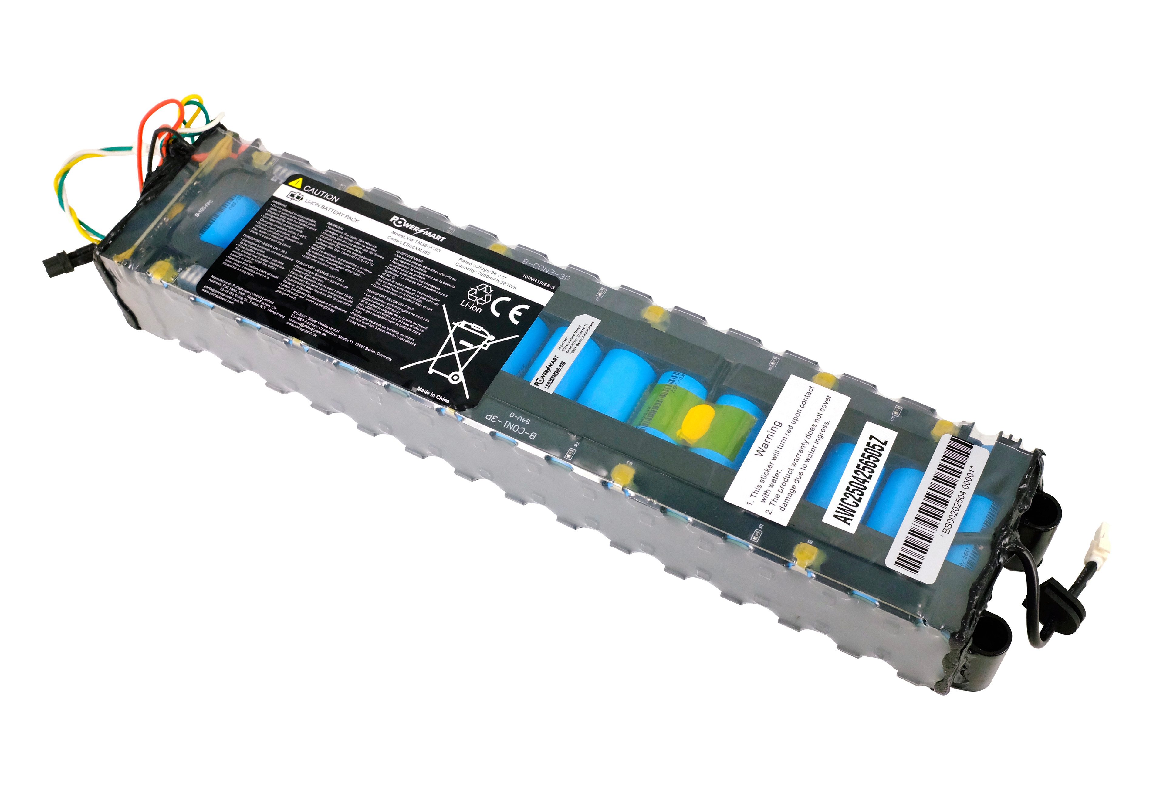 PowerSmart NE1003-H Elektroroller-Akku für Xiaomi M365, 1S, Essential, Mi 3 Scooter Li-Ion 7800 mAh (36 V)