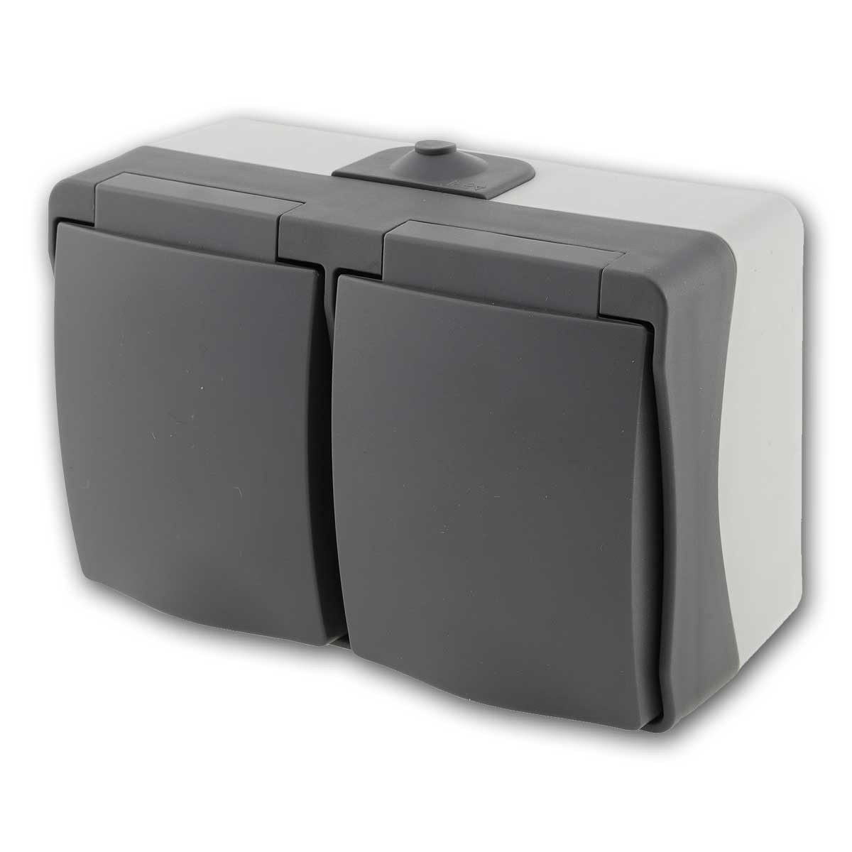 ChiliTec Aufputz-Steckdose NUQUI Feuchtraum 2-fach Steckdose horizonta IP54