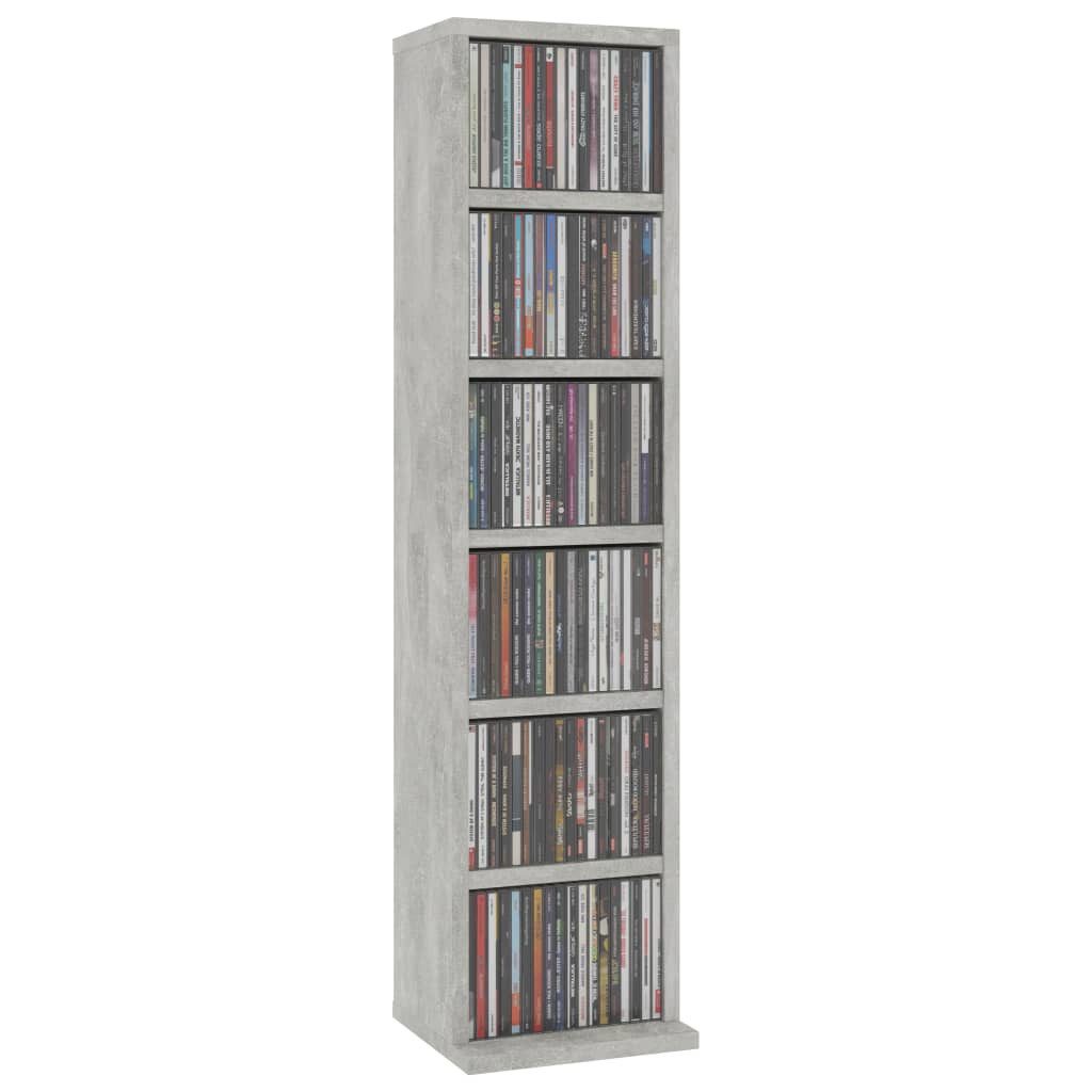 vidaXL CD-Regal, CD-Schrank Betongrau 21x20x88 cm Holzwerkstoff