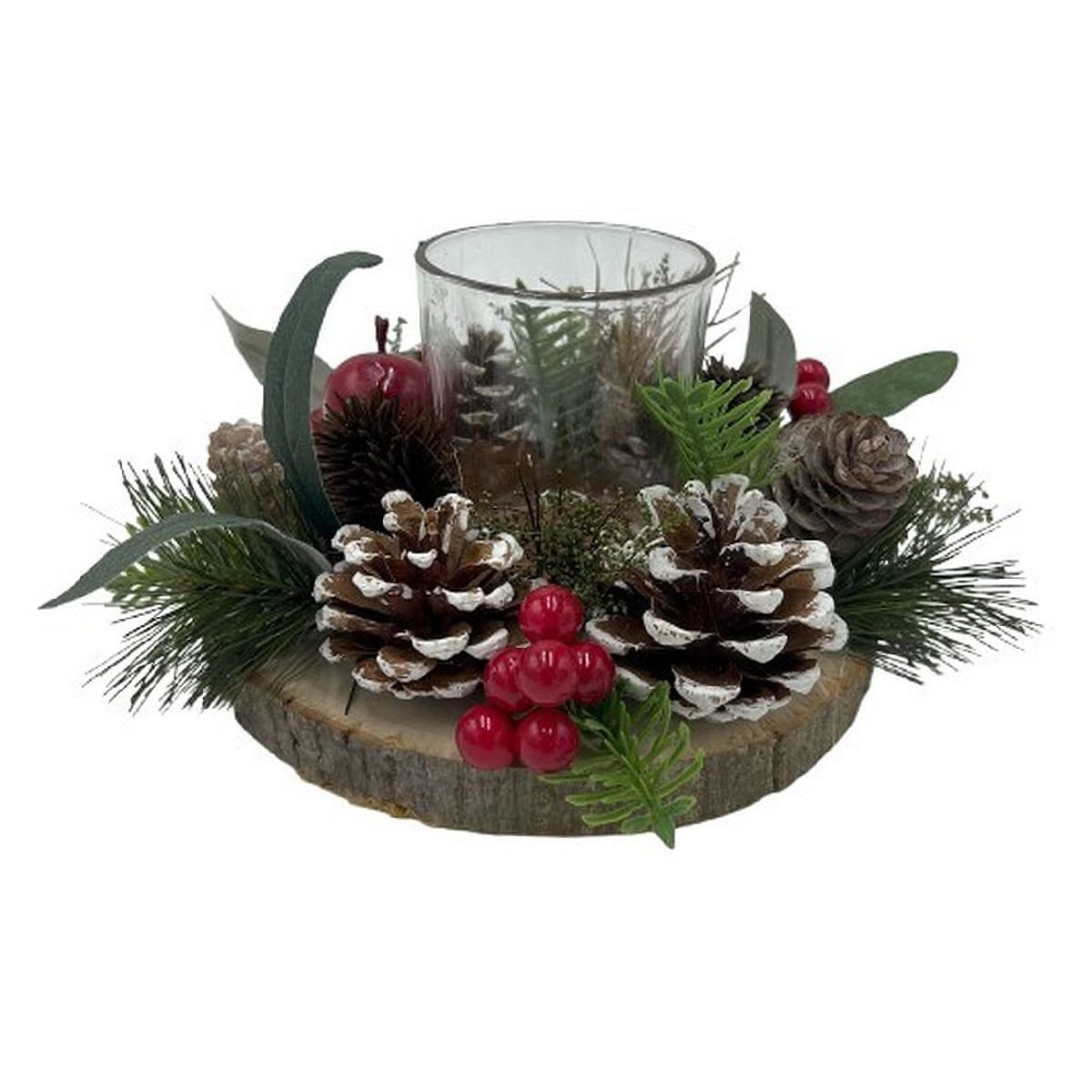 Small-Preis Adventskranz Adventsgesteck mit Äpfeln & Beeren – auf Baumscheibe oder im Topf