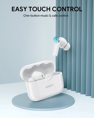 AUKEY Kabellose In-Ear-Ohrhörer: Kristallklare Anrufe, 25 Stunden Wiedergabe Bluetooth-Kopfhörer (Bluetooth, Alexa, Siri, Cortana, Bixby, Google Assistant, Bluetooth, Dynamischer Bass, Bluetooth 5.0, Einzelner Mono-Modus)
