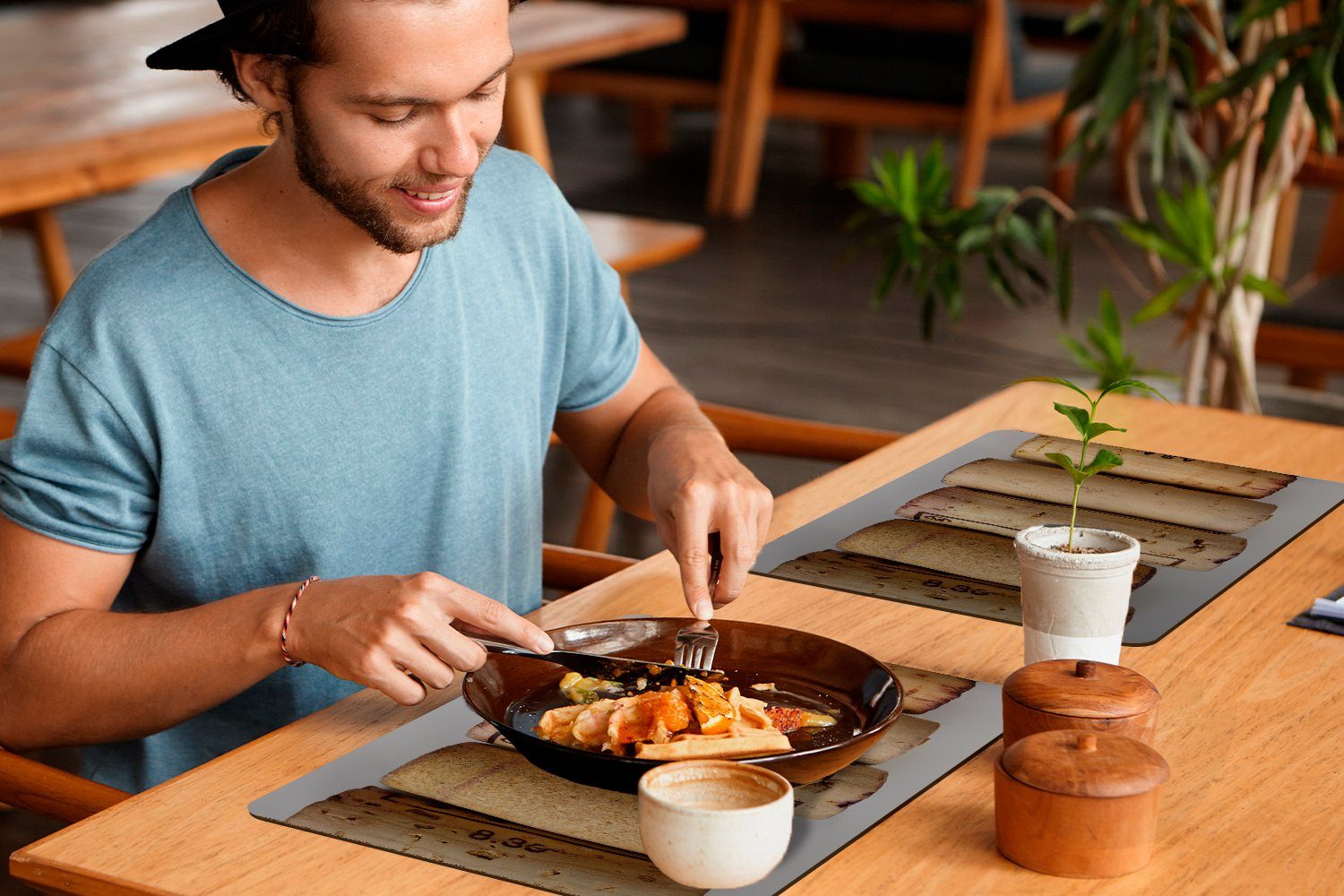 Hintergrund, auf Korken (6-St), Platzset, Tischmatten, Schmutzabweisend Platzdecken, Fünf MuchoWow, hellem Platzmatte, Platzset,