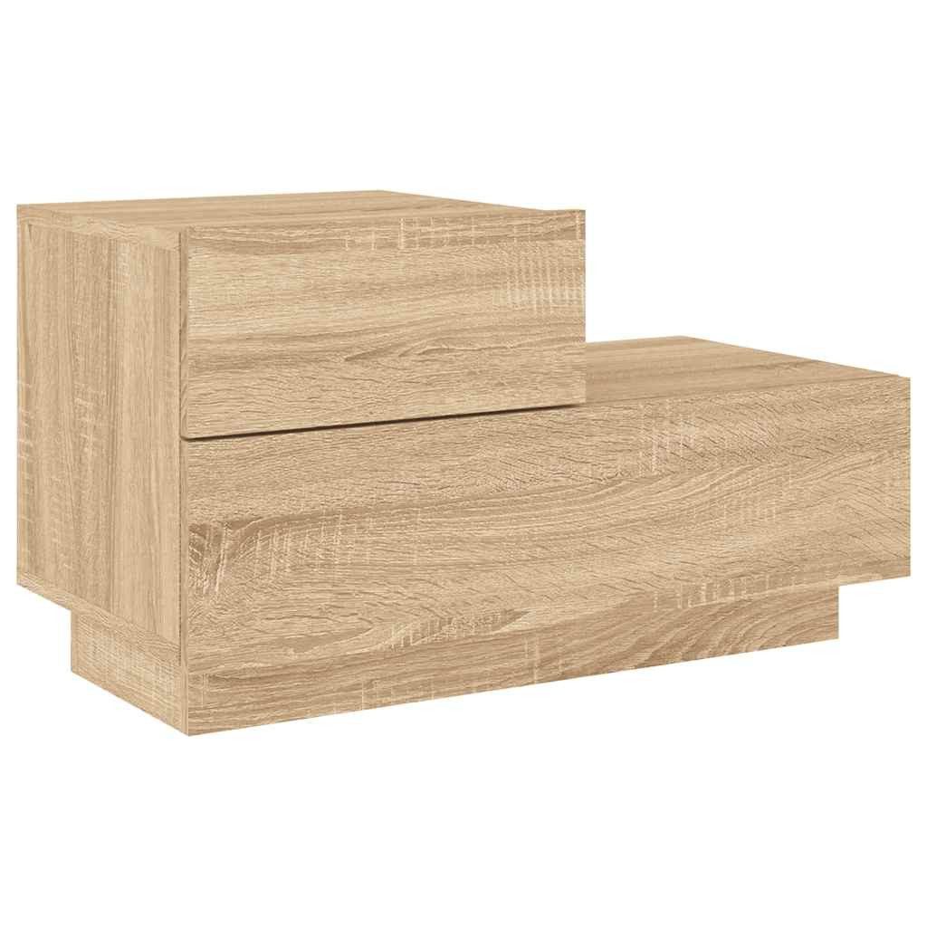 vidaXL Nachttisch Nachttisch mit LED-Leuchten Sonoma-Eiche 70x36x40,5 cm (1-St)
