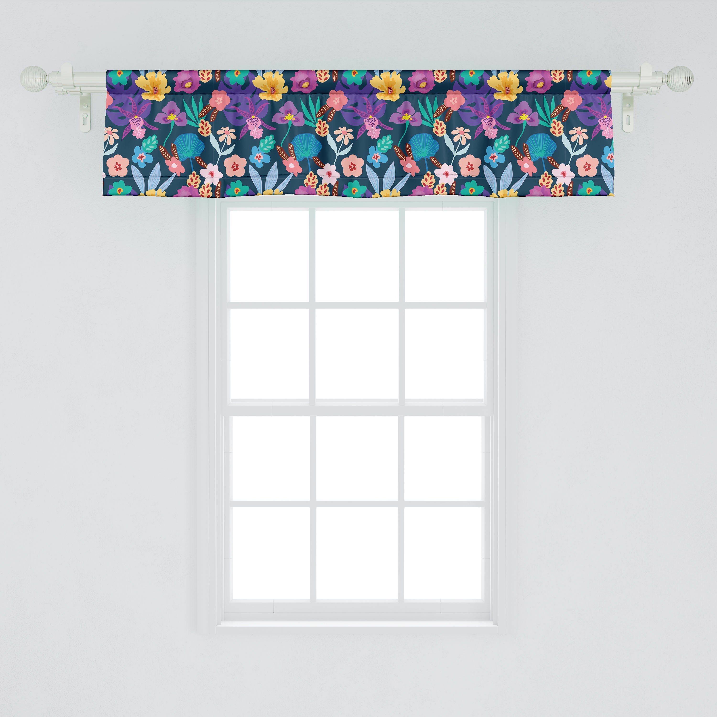 Scheibengardine Vorhang Volant für Endemic Dekor Küche Stangentasche, mit Microfaser, Szene Abakuhaus, Blumen Blumen Schlafzimmer Tropic