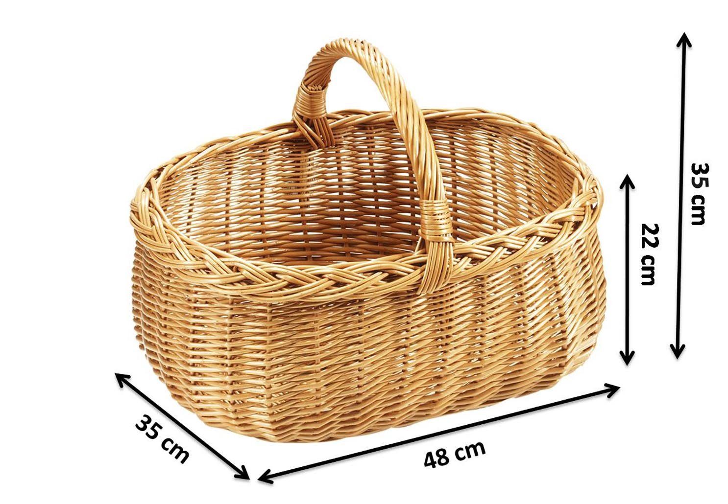 Kobolo Einkaufskorb Henkelkorb aus gekochter Weide eckig, 28 l günstig online kaufen