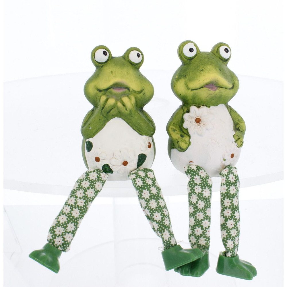 Dekofigur Frosch sitzend grün/weiß - ca. 6 x 6,5 x 8 cm - 1 Stück