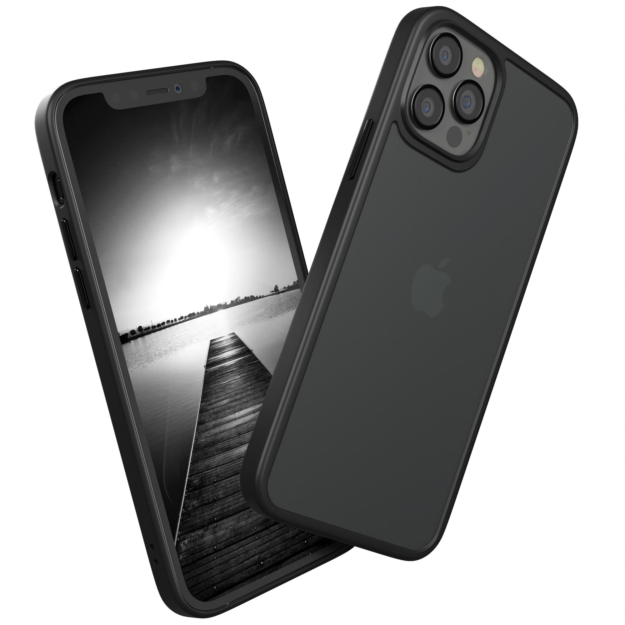 EAZY CASE Handyhülle Outdoor Case für Apple iPhone 12 / 12 Pro 6,1 Zoll, Hülle Outdoor kratzfest Schutzhülle mit Kameraschutz Robust Schwarz