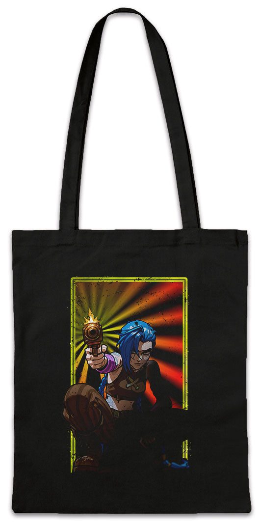 Beuteltasche Cyber League Girl Stofftasche Arcane Anime Punk Tattoo Legends Jinx